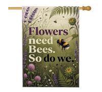 Bandiera per la casa delle api, fiori botanici naturali lavanda verde primavera su entrambi i lati, bandiere decorative per portico anteriore per esterni, prato, cortile, patio, ingresso, 71 x 101 cm