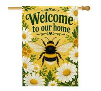 Bandiera per la casa delle api, motivo crisantemo primaverile a nido d'ape giallo primavera doppia faccia bandiere decorative per portico anteriore per esterni, cortile, prato, patio, porta d'ingresso
