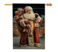 Bandiera per la casa di Babbo Natale, lanterna natalizia natalizia rossa su entrambi i lati, bandiere decorative per portico anteriore, per esterni, prato, cortile, patio, ingresso, 71 x 101 cm