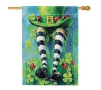 Bandiera per la casa di San Patrizio con cappelli verdi, 71,1 x 101,6 cm, double face, decorativa per esterni, con trifoglio divertente, coccinelle, bandierine per la casa, per piante all'aperto