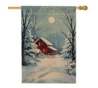 Bandiera per la casa, paesaggio invernale con alberi di neve rossa invernale su entrambi i lati, decorativa, per esterni, patio, cortile, prato, ingresso, balcone, 71 x 101 cm