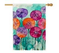 Bandiera per la casa, primaverile colorata viola arancione primavera viola viola viola iuta doppia faccia decorativa per esterni bandiere portico per esterni cortile prato patio ingresso 71 x 101 cm