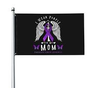 Bandiera per la consapevolezza del cancro al pancreas "I Wear Purple For My Mom" 3x5 piedi con due occhielli in ottone, doppia cucitura, colori vivaci anti-scolorimento