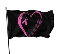 Bandiera per la consapevolezza del cancro al seno con nastro rosa a forma di cuore I'M A Survivor, 3x5 piedi, con due occhielli in ottone, doppia cucitura, colori vivaci, anti-scolorimento