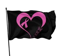 Bandiera per la consapevolezza del cancro al seno con nastro rosa a forma di cuore I'M A Survivor, 3x5 piedi, con due occhielli in ottone, doppia cucitura, colori vivaci, anti-scolorimento