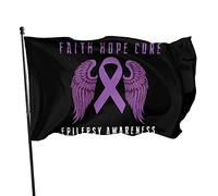 Bandiera per la consapevolezza dell'epilessia, fede, speranza, amore, 3x5 piedi con due occhielli in ottone, doppia cucitura, colori vivaci, anti-scolorimento