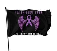 Bandiera per la consapevolezza dell'epilessia, fede, speranza, amore, 3x5 piedi con due occhielli in ottone, doppia cucitura, colori vivaci, anti-scolorimento