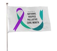 Bandiera per la sensibilizzazione all'ospizio e alle cure palliative con nastro viola e verde per esterni, decorazione da parete, 89 x 150 cm