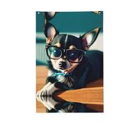 Bandiera per occhiali per cani chihuahua, 6 x 90 cm, stile striscione, resistente e durevole, per esterni e interni (palo non incluso)