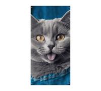 Bandiera per porta gatto blu, 90 x 180 cm, striscioni per feste, cartello di benvenuto stagionale, decorazione verticale per porta, portico, ingresso, giardino, decorazione