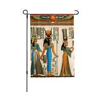 Bandiera per portico con donne nell'antico Egitto su entrambi i lati, 71 x 102 cm, resistente striscione da esterno per giardino, prato, decorazione stagionale