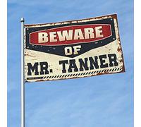 Bandiera per ragazzi con scritta "Beware Of Mr. Tanner" (lingua italiana non garantita) per decorazione della piscina (120 x 180 cm)