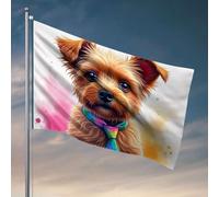 Bandiera per ragazzi con un simpatico cane che indossa una cravatta colorata. Bandiere per stanza dei ragazzi decorazione per portico all'aperto (152 x 244 cm)