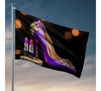 Bandiera per ragazzi elegante tacchi viola con decorazioni floreali dorate, decorazione per camera da letto, dormitorio universitario (152 x 244 cm)