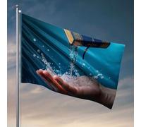 Bandiera per ragazzi, l'acqua scorre dalla conoscenza nelle mani. Bandiere per stanza dei ragazzi, decorazione per portico all'aperto (60 x 90 cm)