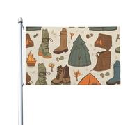 Bandiera per sacco a pelo con motivo falò, 9 x 1,5 m, bandiera da giardino su entrambi i lati, resistente allo sbiadimento, bandiera per esterni, divertente bandiera per vacanze con occhielli in