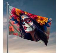 Bandiera per stanza universitaria con scritta "Day of the Dead" (lingua italiana non garantita), bandiera tributo floreale, per camera da letto, per esterni, 120 x 180 cm
