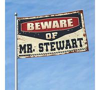 Bandiera per studenti e atleti con scritta "Beware Of Mr. Stewart", decorazione retrò per camera da letto dei ragazzi (152 x 244 cm)