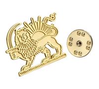 Bandiera Persia Iran Flag Pin Bulk Vecchio Persiano Leone Iraniano Sole e Corona Broccio a taschino Accessori per abbigliamento Gioielli di eredità Regali (A- Leone e Sole oro)