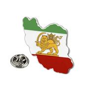 Bandiera Persia Iran Flag Pin Bulk Vecchio Persiano Leone Iraniano Sole e Corona Broccio a taschino Accessori per abbigliamento Gioielli di eredità Regali (H-Bandiera con il Leone iraniano argento)