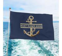 Bandiera personalizzata a doppia faccia per esterni, bandiera nautica con ancora personalizzata con nome e posizione della barca, regalo per capitano e decorazione nautica, 4 dimensioni