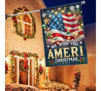 Bandiera Personalizzata American We Wish You Ameri Christmas American Stampata Bandiere Colore Vivido Flagge Personalizzate Per Sports Events Festivals Business 90X150Cm