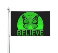 Bandiera Personalizzata Believe Non-Hodgkin'S Lymphoma Awareness Green Ribbon Bandiera Da Cortile All'Aperto Bandiera Pirati Per Cortile, Giardino, La Fattoria All'Aperto, 90X150cm