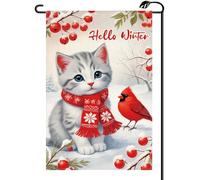 Bandiera Personalizzata Cute Cats Winter Scenery Hello Christmas Piccola