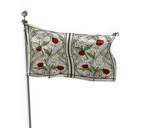 Bandiera Personalizzata Flower Ladybug Retro White Daisy Leaves Ladybugs