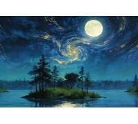 Bandiera Personalizzata Guitar Shaped Trees Music Island On A Starry Moon