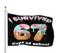 Bandiera Personalizzata I Survived 67 Days Of Funny 67 Teachers Students Meme For Resistente Allo Sbiadimento Bandiere Stampata Flagge Personalizzate Per Parades 90X150Cm