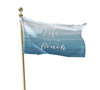 Bandiera Personalizzata Life Is Better At The Beach Blue Wood Grain