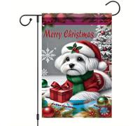 Bandiera Personalizzata Maltese Terrier Xmas Tree Snowflake Merry