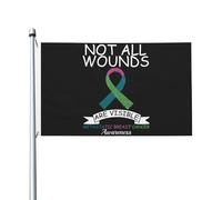 Bandiera Personalizzata Not All Wounds Are Visible Metastatic Breast Cancer Awareness Bandiera Pirati Gran Bandiera Da Giardino Per La Fattoria All'Aperto, Cortile, 90X150cm