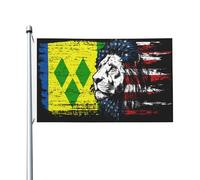 Bandiera Personalizzata Saint Vincent And The Grenadines Handsome America Lion Head Bandiera Pirati All'Aperto Bandiera Dell'Individualità Per Cortile, La Fattoria All'Aperto, 90X150cm