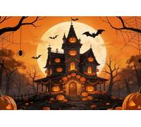 Bandiera Personalizzata Scene With Spooky Old Haunted House In Spooky Dark