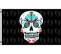 Bandiera Personalizzata Sugar Skull Head With Dancing Skeletons In Background Resistente Alle Intemperie Gran Bandiere Stampata Flag Personalizzate Per Sports Events 90X150Cm