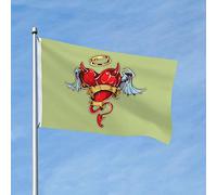 Bandiera Personalizzata, The Heart Grows With Two Horns Classica Bandiere Per Celebrazione Balcone Bandierine 90X150Cm