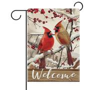 Bandiera Personalizzata Winter Cardinal Birds Snowy Branches Berries