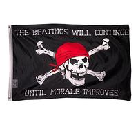 Bandiera Personalizzato Beatings Will Continue Until Morale Improves Pirate Jolly Roger Ship Stampata Bandiere Resistente Alle Intemperie Flagge Personalizzate Per Festivals Room Indoor 90X150Cm