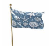 Bandiera Personalizzato Blue Coastal Marine Life Starfish Shell Conch Gran