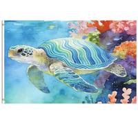 Bandiera Personalizzato Hawk Beak Sea Turtle Swims Among The Corrals