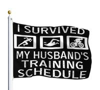 Bandiera Personalizzato I Survived My Husband'S Training Schedule Triathlon Resistente Alle Intemperie Bandiere Leggero Flagge Personalizzate Per Events Parades Business 90X150Cm