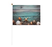 Bandiera Personalizzato Summer Seashell Beach Starfish Hand Held Small 6 | Pack Bandiera Personalizzata Pub 3x5 FT Colori vivaci Bandiera Per Barca Resistente alle intemperie Striscione con