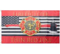 Bandiera Personalizzato Us Fire Fighter Thin Red Line Logo & Axe Gran | Bandiera Garden 3x5 FT Resistente alle intemperie Bandiera Personalizzata robusta Striscione personalizzato Street Pub