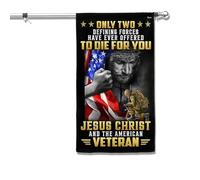 Bandiera Personalizzato Veteran Americano Gesù E Veteran 2 Occhielli In Metallo Bandiere Resistente Alle Intemperie Striscione Personalizzato Per Sports Events 90X150Cm