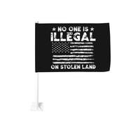 Bandiera piccola 12x18 pollici "Nessuno è illegale su terra rubata" Bandiera per auto bifacciale Impermeabile Clip per finestrino Anti-sbiadimento Bandiere per finestrini auto (senza asta)