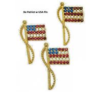 Bandiera Pin USA Rosso Bianco Blu Cz Patriottico Strass Spilla 18kt e Oro Giallo