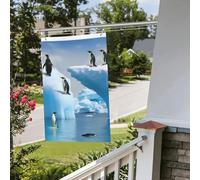 Bandiera pinguini sull'iceberg, 6 x 0,9 m, per interni ed esterni, primavera, estate, autunno, inverno, bandiere da giardino con occhiello verticale su entrambi i lati, bandiere per feste per