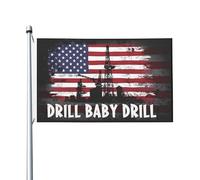 Bandiera Pirata 90X150cm, Drill Baby Drill American Doppia Cucitura Bandiere da giardino Resistente allo Scolorimento Bandierine della Decorazione per Interno All'aperto Parata